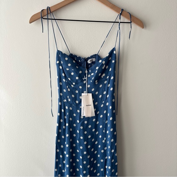 Reformation Juliette blue and white polka dot dress Sz‎ 0P NWT - Picture 6 of 11